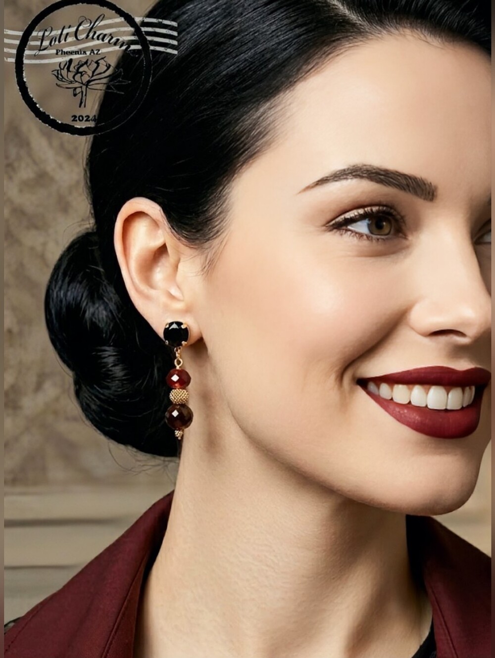 5.3 Carats Natural Garnet And  Beads Drop Down Earrings